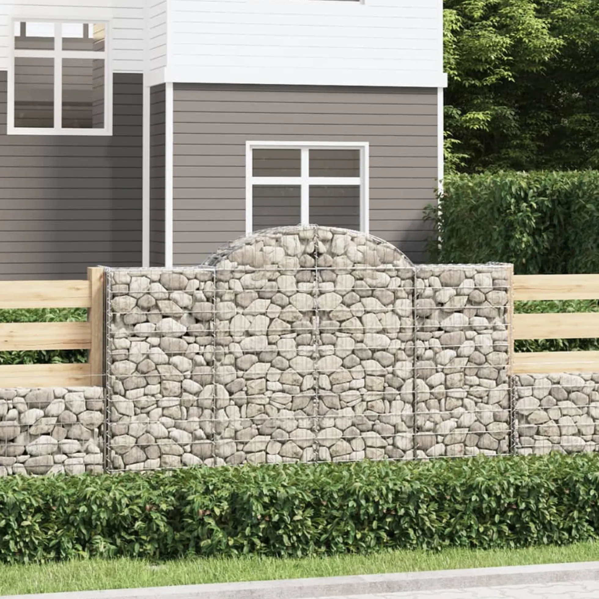 Cestas De Gaviones 3 Uds Forma De Arco Hierro 200x30x120/140 Cm