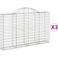 Cestas De Gaviones 3 Uds Forma De Arco Hierro 200x30x120/140 Cm