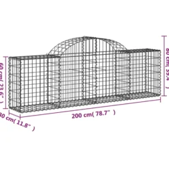 Cestas De Gaviones 13 Uds Forma De Arco Hierro 200x30x60/80 Cm
