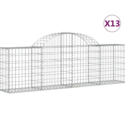 Cestas De Gaviones 13 Uds Forma De Arco Hierro 200x30x60/80 Cm