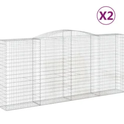 Cestas De Gaviones 2 Uds Forma De Arco Hierro 400x50x180/200 Cm