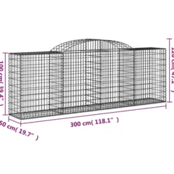Cestas De Gaviones 7 Uds Forma De Arco Hierro 300x50x100/120 Cm