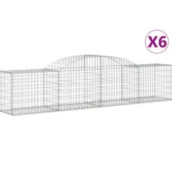 Cestas De Gaviones 6 Uds Forma De Arco Hierro 300x50x60/80 Cm