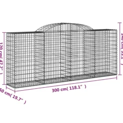 Cestas De Gaviones 8 Uds Forma De Arco Hierro 300x50x120/140 Cm