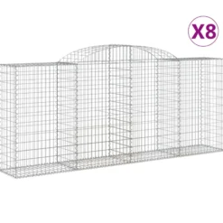 Cestas De Gaviones 8 Uds Forma De Arco Hierro 300x50x120/140 Cm
