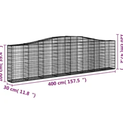 Cestas De Gaviones 7 Uds Forma De Arco Hierro 400x30x100/120 Cm