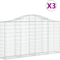Cestas De Gaviones 3 Uds Forma De Arco Hierro 200x30x100/120 Cm