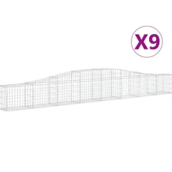 Cestas De Gaviones 9 Uds Forma De Arco Hierro 400x30x40/60 Cm