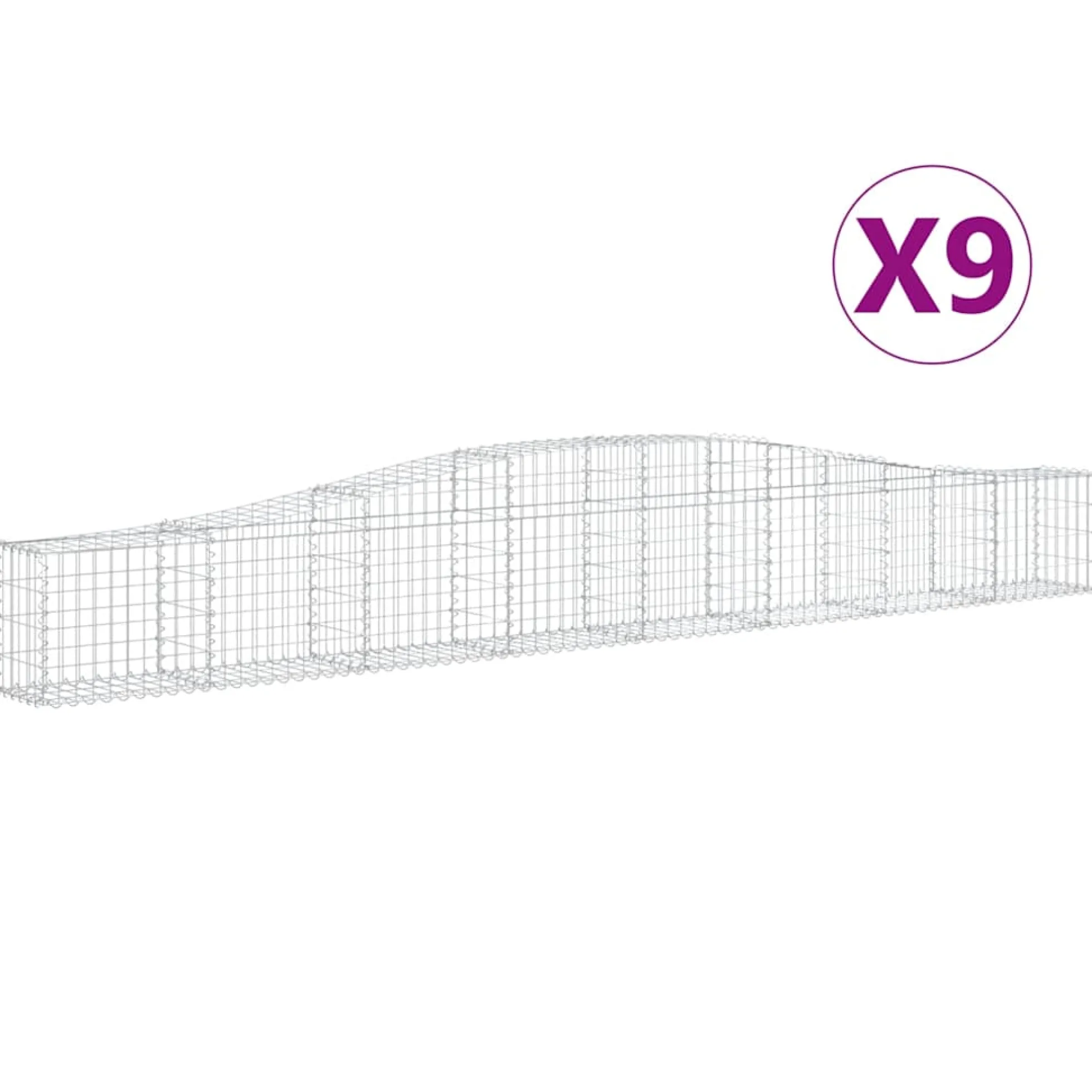 Cestas De Gaviones 9 Uds Forma De Arco Hierro 400x30x40/60 Cm