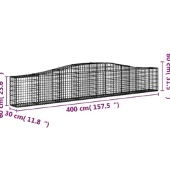 Cestas De Gaviones 3 Uds Forma De Arco Hierro 400x30x60/80 Cm