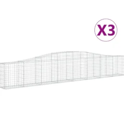 Cestas De Gaviones 3 Uds Forma De Arco Hierro 400x30x60/80 Cm