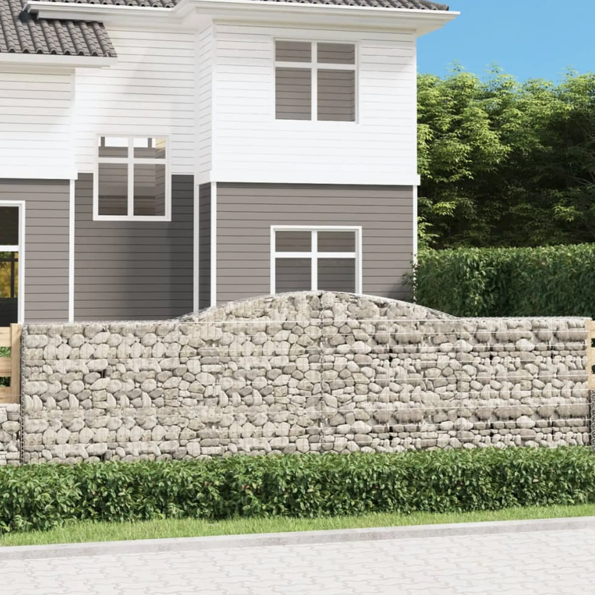 Cestas De Gaviones 2 Uds Forma De Arco Hierro 400x30x120/140cm