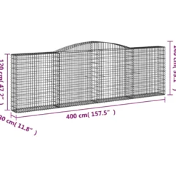 Cestas De Gaviones 2 Uds Forma De Arco Hierro 400x30x120/140cm