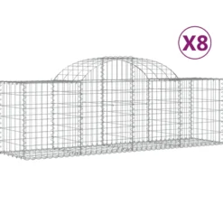Cestas De Gaviones 8 Uds Forma De Arco Hierro 200x50x60/80 Cm