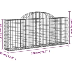 Cestas De Gaviones 5 Uds Forma De Arco Hierro 200x30x80/100 Cm