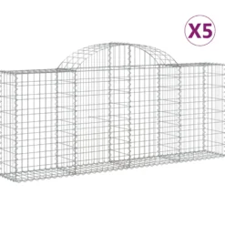 Cestas De Gaviones 5 Uds Forma De Arco Hierro 200x30x80/100 Cm