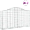 Cestas Gaviones 15 Uds Forma De Arco Hierro 200x30x100/120 Cm