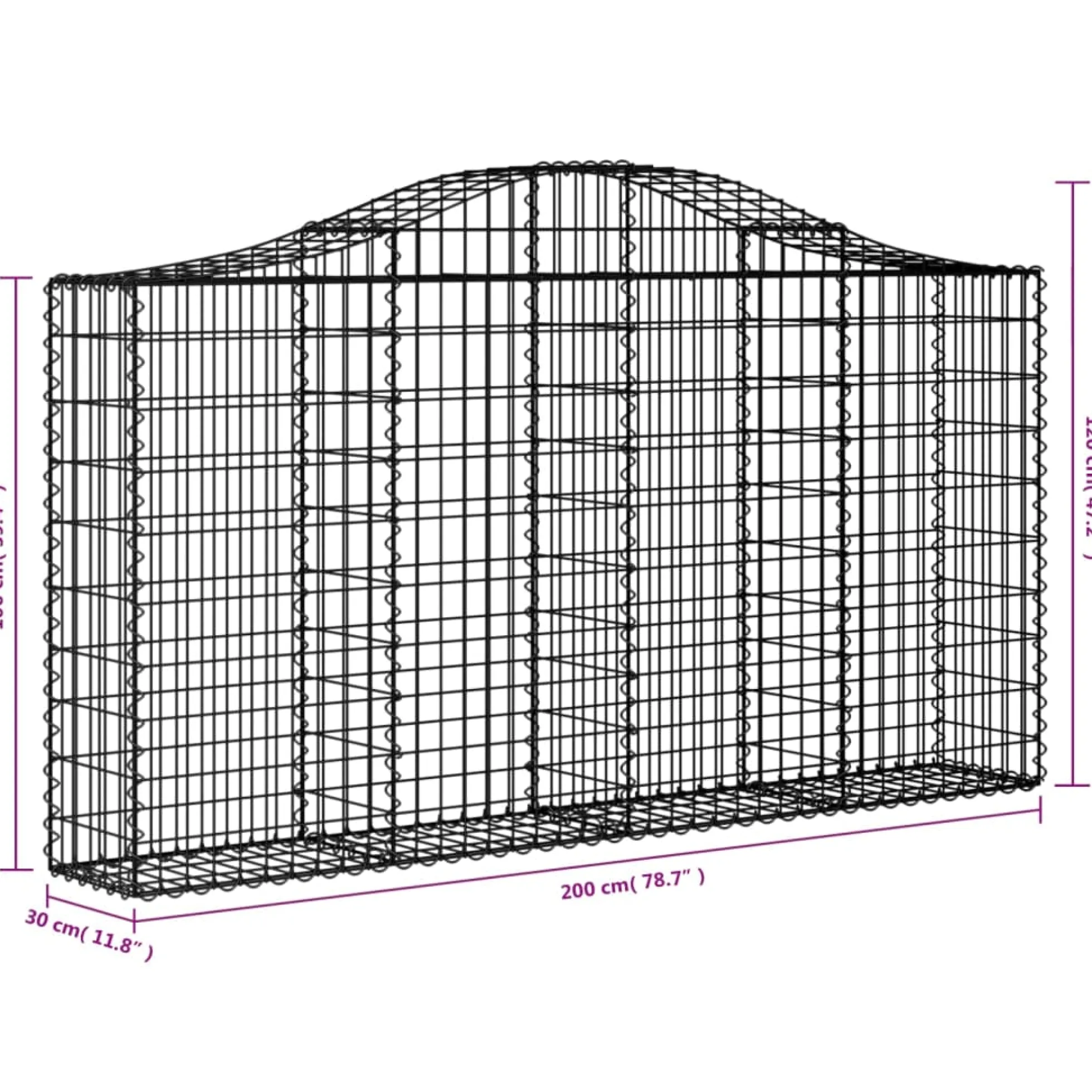 Cestas Gaviones 15 Uds Forma De Arco Hierro 200x30x100/120 Cm