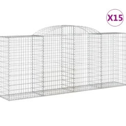 Cestas Gaviones 15 Uds Forma De Arco Hierro 300x50x120/140 Cm