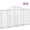 Cestas Gaviones 15 Uds Forma De Arco Hierro 200x30x100/120 Cm