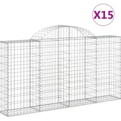 Cestas Gaviones 15 Uds Forma De Arco Hierro 200x30x100/120 Cm