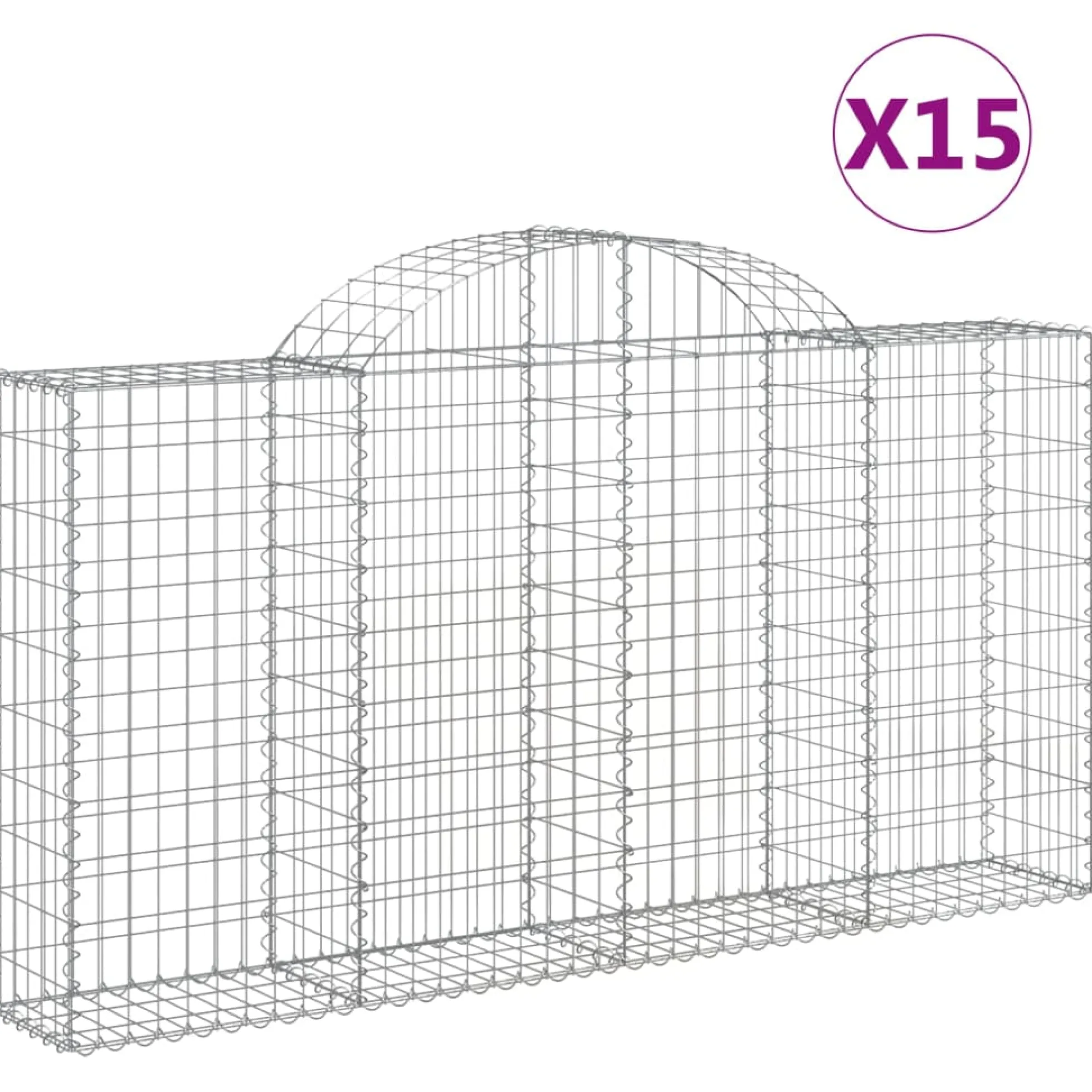 Cestas Gaviones 15 Uds Forma De Arco Hierro 200x30x100/120 Cm
