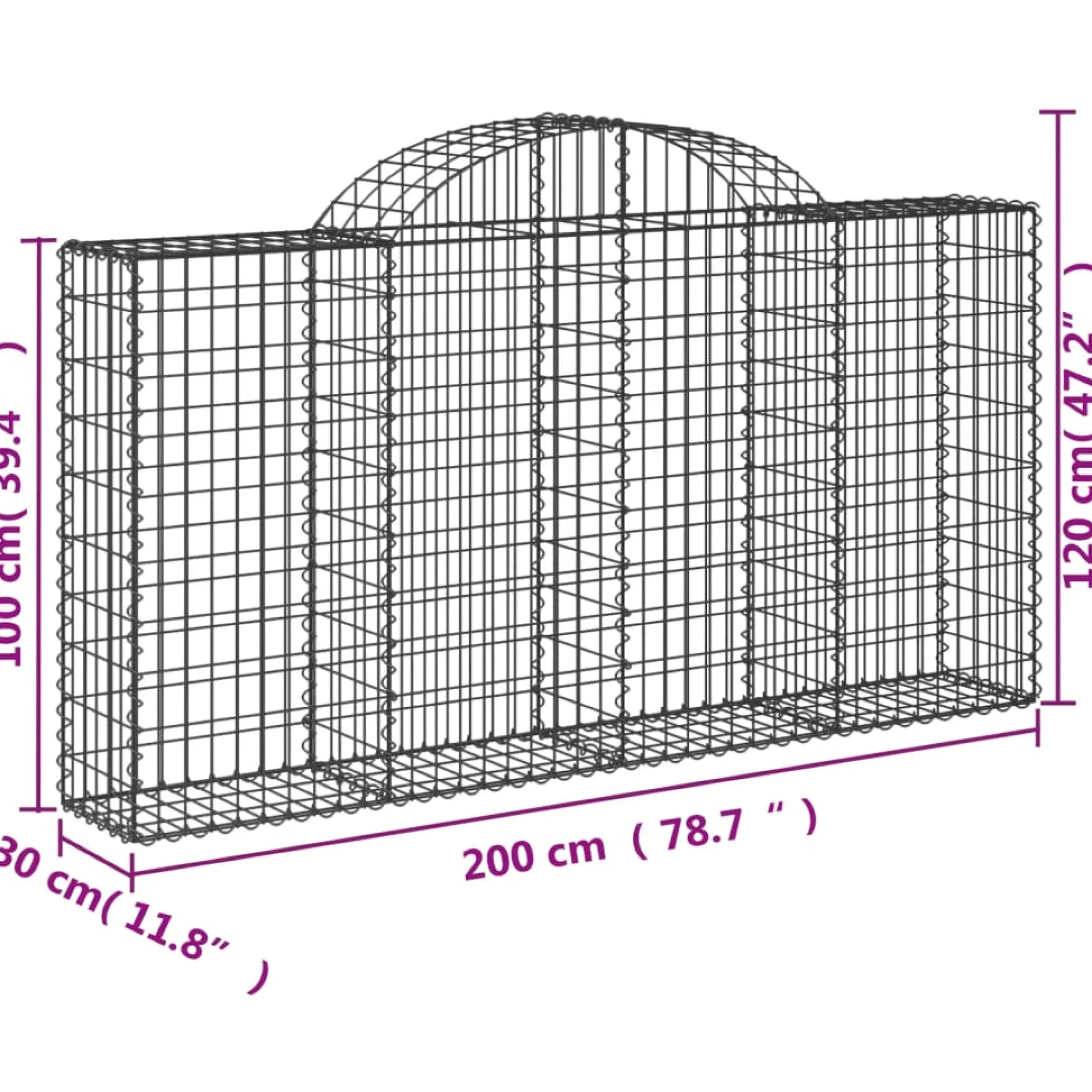 Cestas Gaviones 15 Uds Forma De Arco Hierro 200x30x100/120 Cm