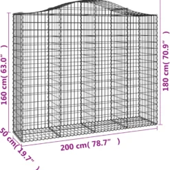 Cestas Gaviones 12 Uds Forma De Arco Hierro 200x50x160/180 Cm