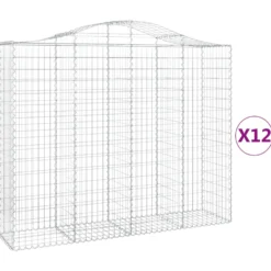 Cestas Gaviones 12 Uds Forma De Arco Hierro 200x50x160/180 Cm