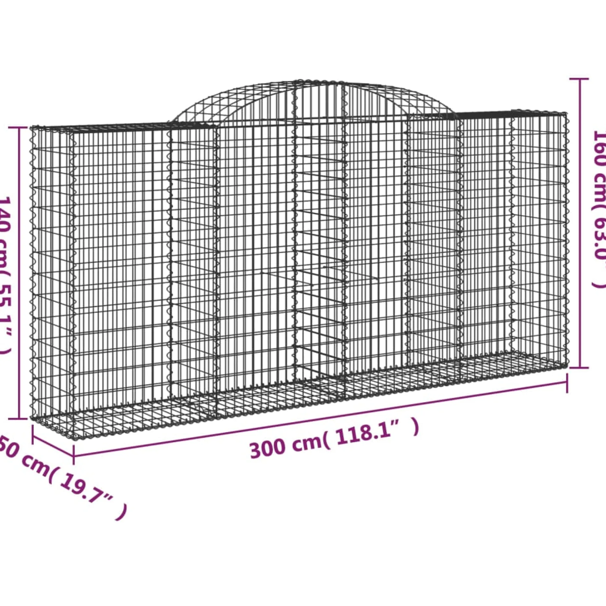 Cestas Gaviones 11 Uds Forma De Arco Hierro 300x50x140/160 Cm