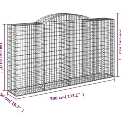 Cestas Gaviones 20 Uds Forma De Arco Hierro 300x50x160/180 Cm