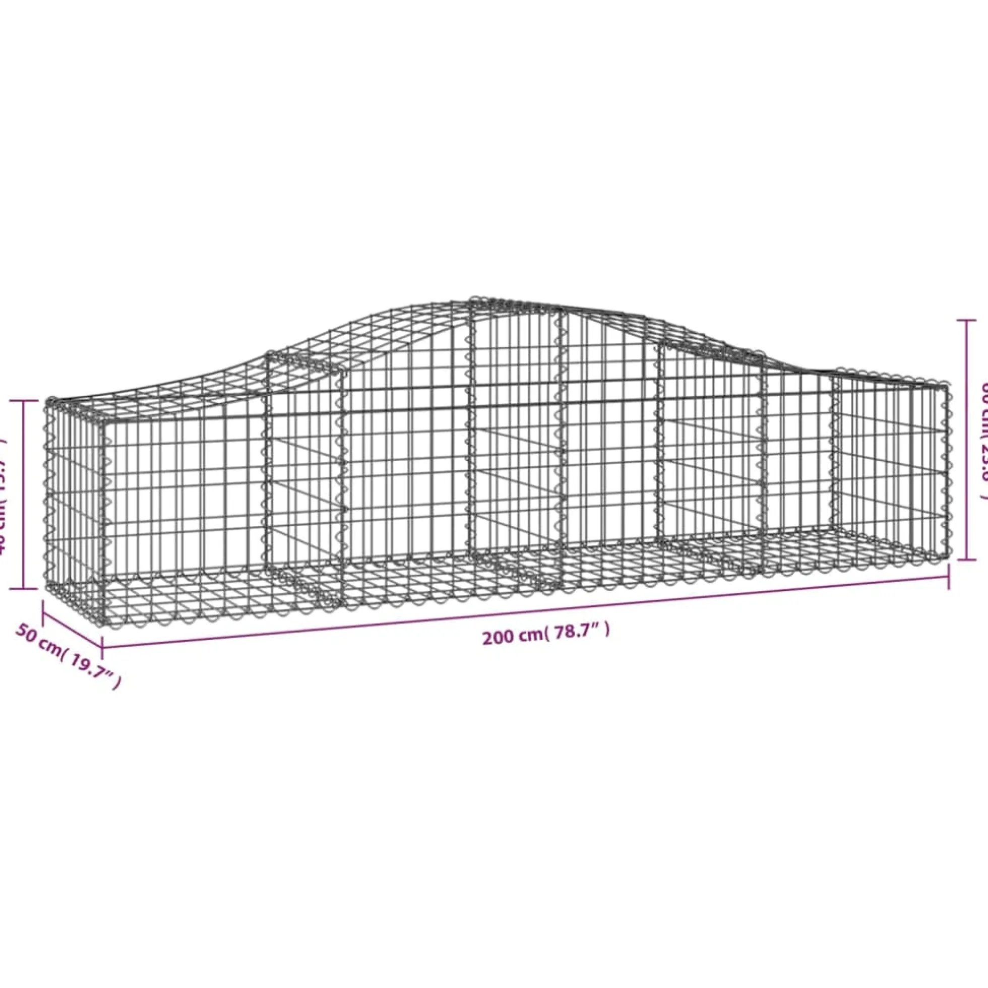 Cestas Gaviones 15 Uds Forma De Arco Hierro 200x50x40/60 Cm