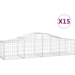 Cestas Gaviones 15 Uds Forma De Arco Hierro 200x50x40/60 Cm