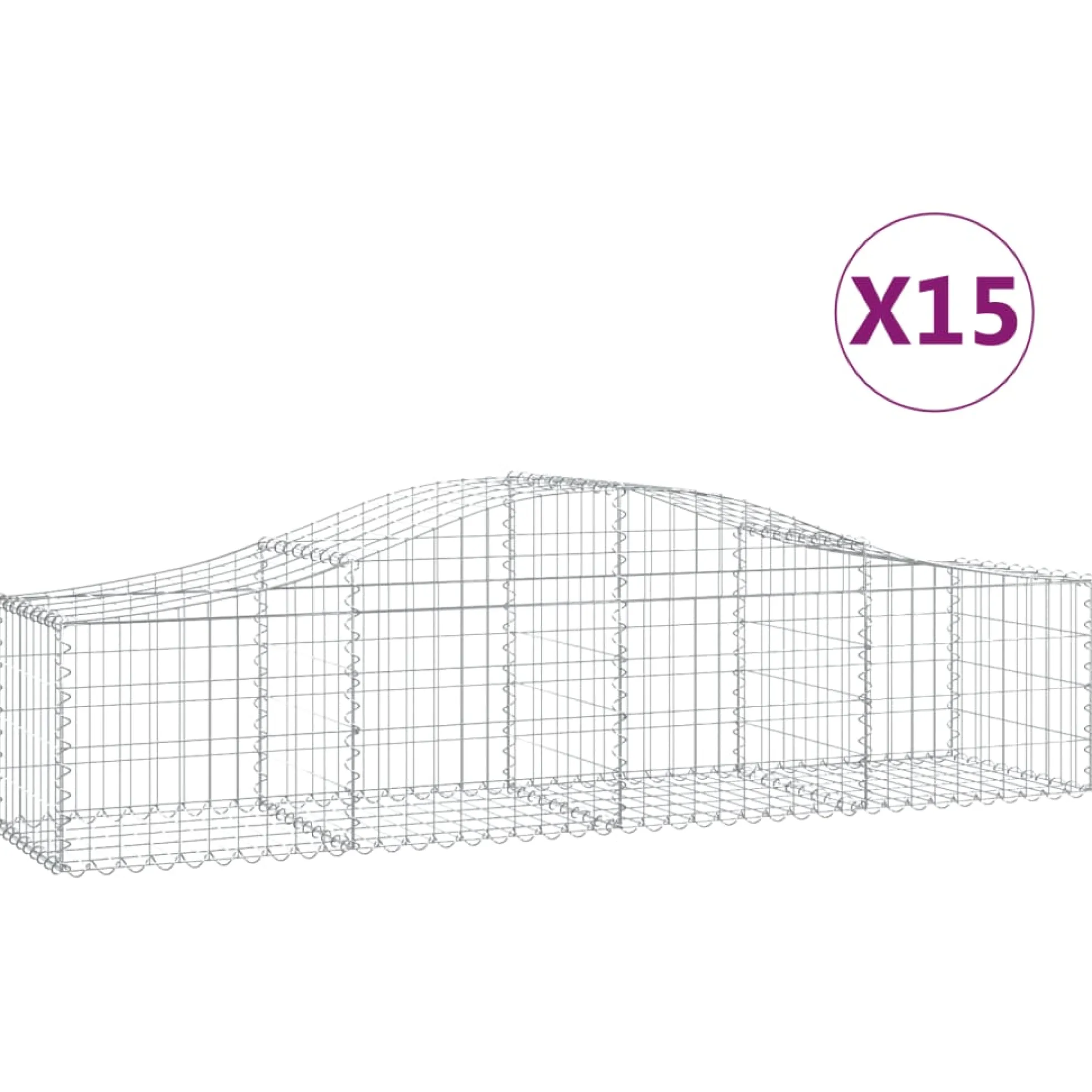 Cestas Gaviones 15 Uds Forma De Arco Hierro 200x50x40/60 Cm