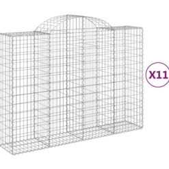Cestas Gaviones 11 Uds Forma De Arco Hierro 200x50x140/160 Cm