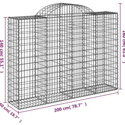 Cestas Gaviones 11 Uds Forma De Arco Hierro 200x50x140/160 Cm