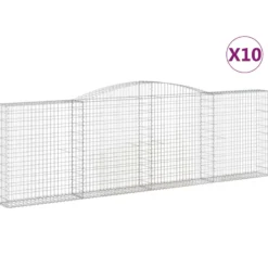 Cestas Gaviones 10 Uds Forma De Arco Hierro 400x30x120/140 Cm