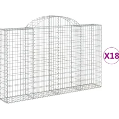 Cestas Gaviones 18 Uds Forma De Arco Hierro 200x30x120/140 Cm