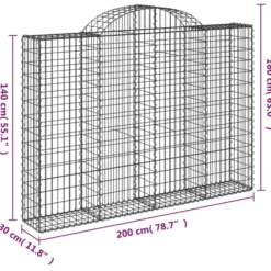 Cestas Gaviones 12 Uds Forma De Arco Hierro 200x30x140/160 Cm