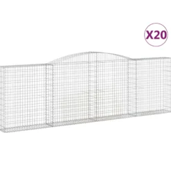 Cestas Gaviones 20 Uds Forma De Arco Hierro 400x30x120/140 Cm