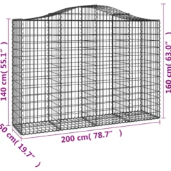 Cestas Gaviones 18 Uds Forma De Arco Hierro 200x50x140/160 Cm