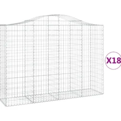 Cestas Gaviones 18 Uds Forma De Arco Hierro 200x50x140/160 Cm