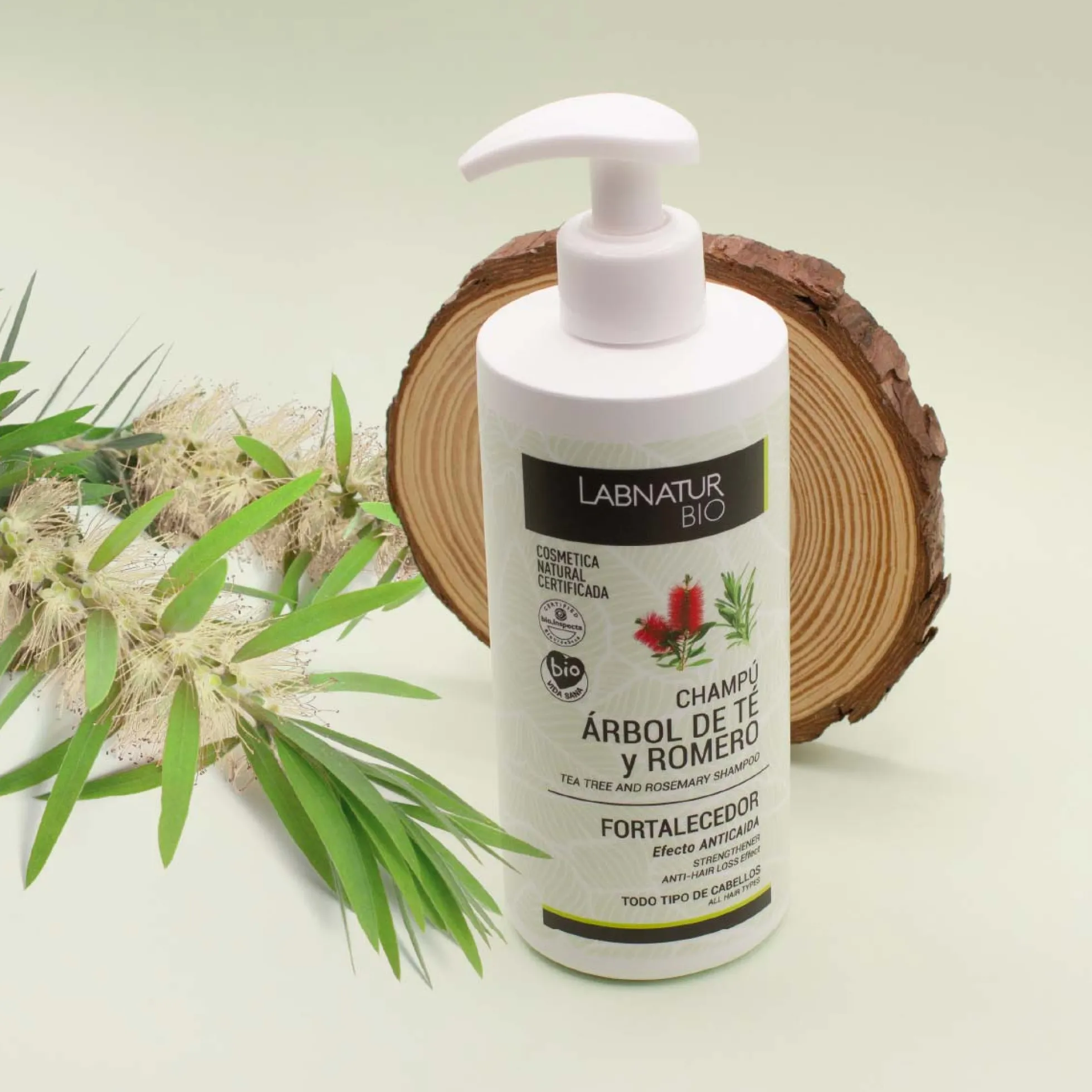 Champú Fortalecedor Árbol de Té y Romero Labnatur Bio 450 ml | Anticaída | Fuerza y Crecimiento | Vegano
