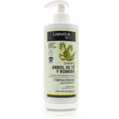 Champú Fortalecedor Árbol de Té y Romero Labnatur Bio 450 ml | Anticaída | Fuerza y Crecimiento | Vegano