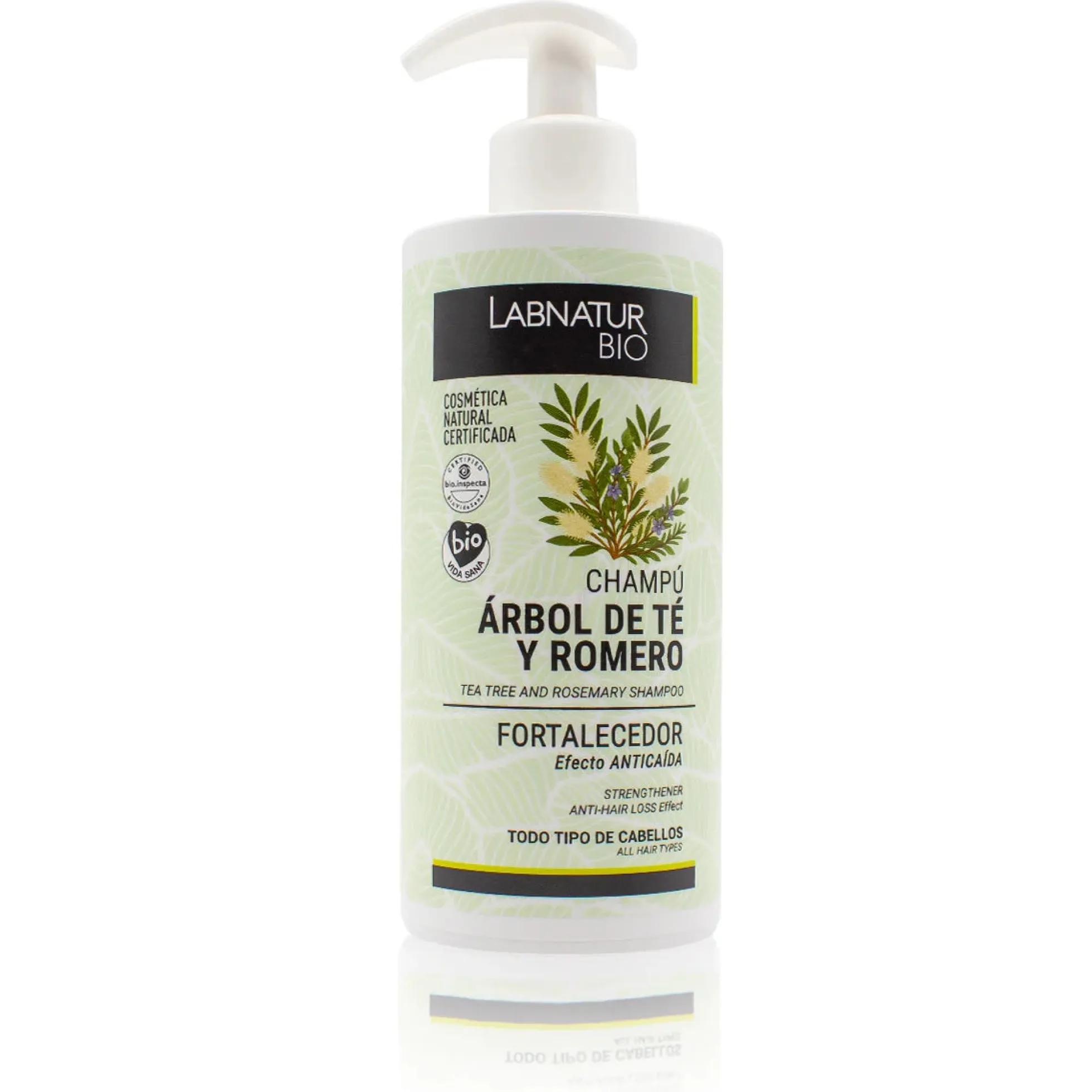 Champú Fortalecedor Árbol de Té y Romero Labnatur Bio 450 ml | Anticaída | Fuerza y Crecimiento | Vegano