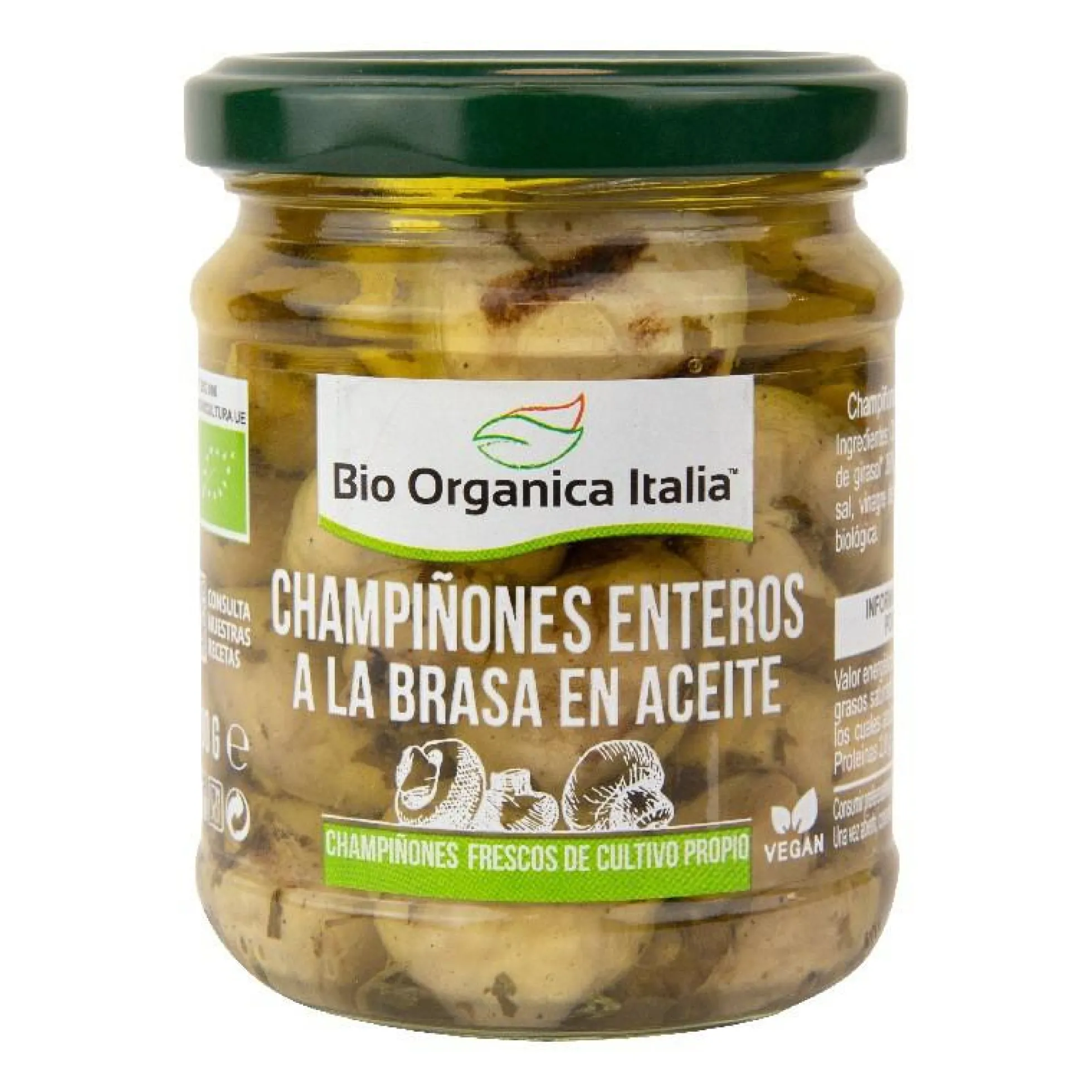 Champiñones enteros a la Brasa en Aceite Bio Organica Italia 190 g