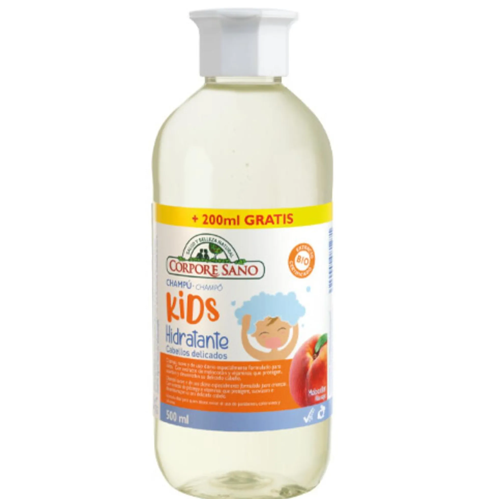 Champú Kids de Melocotón, Corpore Sano 500 ml