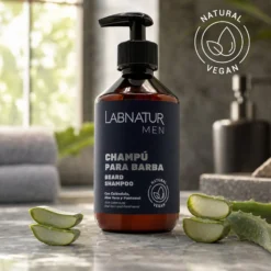 Champú Natural para Barba Labnatur 300 ml | Caléndula, Aloe Vera y Pantenol | Limpia, Hidrata y Suaviza | Vegano