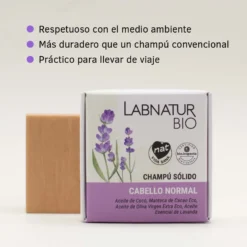 Champú Sólido para Cabello Normal Labnatur 75 g | Coco y Lavanda | Hidratación, Suavidad y Brillo | Vegano