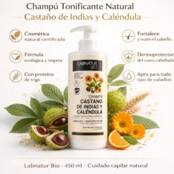 Champú Tonificante de Castaño de Indias y Caléndula Labnatur Bio 450 ml | Fortalece, Protege y Revitaliza | Vegano